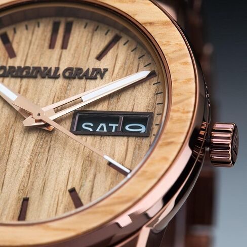 Original Grain Men's Whiskey Espresso 42mm Analog Watch | Barrel Collection, 316L Stainless Steel, Adjustable Watch Band | 5ATM Water-Resistant & Scratch-Resistant | Fashion Wrist Watch for Men in Saudi Arabia