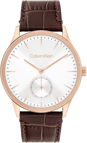 Calvin Klein Men’s CK Tailored Quartz Watch - Croc-Embossed Strap, Brushed Dial with Sub-Eye, Water Resistant Up to 30m - Classic, Modern Timepiece - Gift for Him 42mm in Kuwait