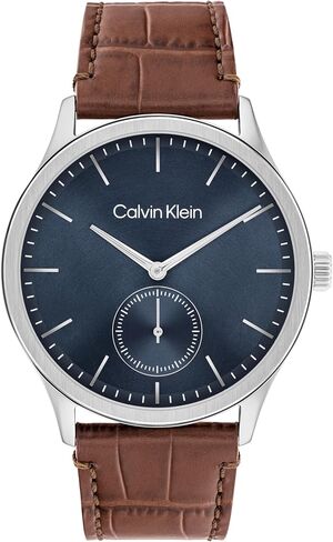 Calvin Klein Men’s CK Tailored Quartz Watch - Croc-Embossed Strap, Brushed Dial with Sub-Eye, Water Resistant Up to 30m - Classic, Modern Timepiece - Gift for Him 42mm in Kuwait