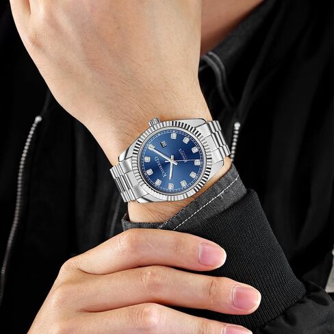 Classic Watch for Men with Solid Stainless Steel Band and Calendar Men’s Dress Watch Water Resistant in Kuwait