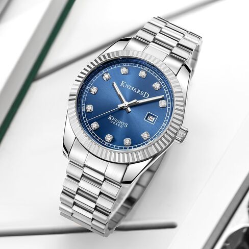 Classic Watch for Men with Solid Stainless Steel Band and Calendar Men’s Dress Watch Water Resistant in Kuwait