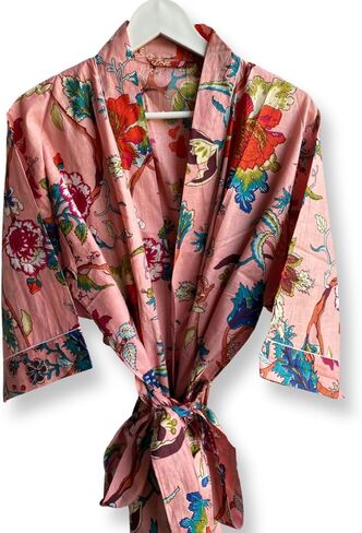 100% Cotton Handmade Kimono Dress, Women Beach Cover Up, Lightweight Cardigan Long Bikini Kimono Cover Up in Kuwait