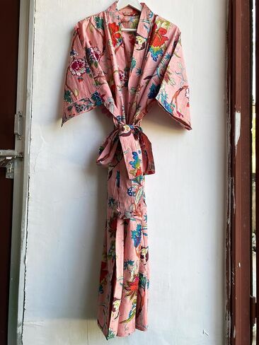 100% Cotton Handmade Kimono Dress, Women Beach Cover Up, Lightweight Cardigan Long Bikini Kimono Cover Up in Kuwait