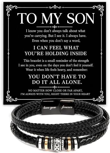 To My Son Bracelet From Mom & Dad, Cuban Link Bracelet for Son with Heartfelt Message Card & Luxury Gift Box, Birthday Graduation Gifts for Teen Boys & Men in Kuwait