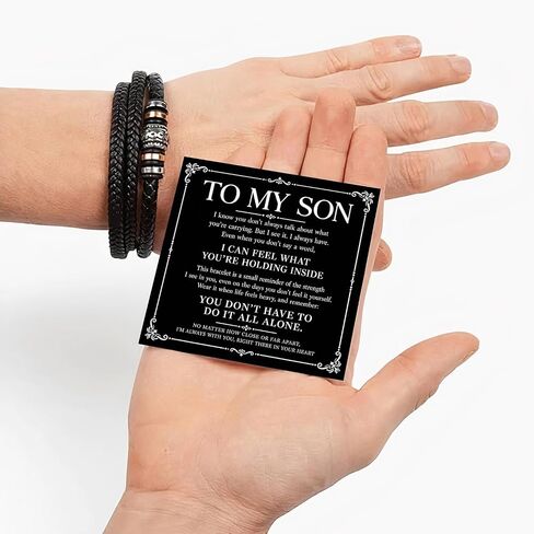 To My Son Bracelet From Mom & Dad, Cuban Link Bracelet for Son with Heartfelt Message Card & Luxury Gift Box, Birthday Graduation Gifts for Teen Boys & Men in Kuwait