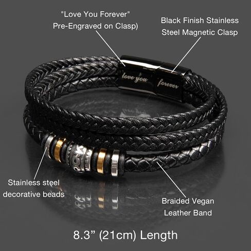 To My Son Bracelet From Mom & Dad, Cuban Link Bracelet for Son with Heartfelt Message Card & Luxury Gift Box, Birthday Graduation Gifts for Teen Boys & Men in Kuwait