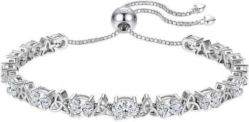 Birthstone Tennis Bracelet for Women, 7.5CT Oval Cut, White Gold Plated 925 Sterling Silver, Adjustable 6-8 inches Celtic Knot, Anniversary Birthday Gift in Saudi Arabia