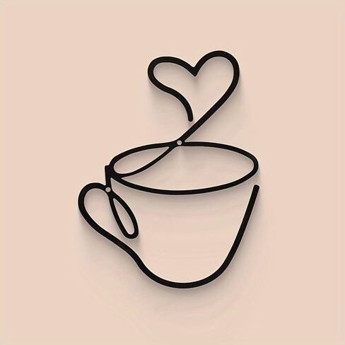 werdecade Coffee Cup Wall Art, Set of 3 Black Metal Wall Decor for Kitchen Cafe Office, Iron Artwork for Home Decor, Industrial Hanging Sculpture for Coffee Lovers (8x5.6 Inch) (black) in Saudi Arabia