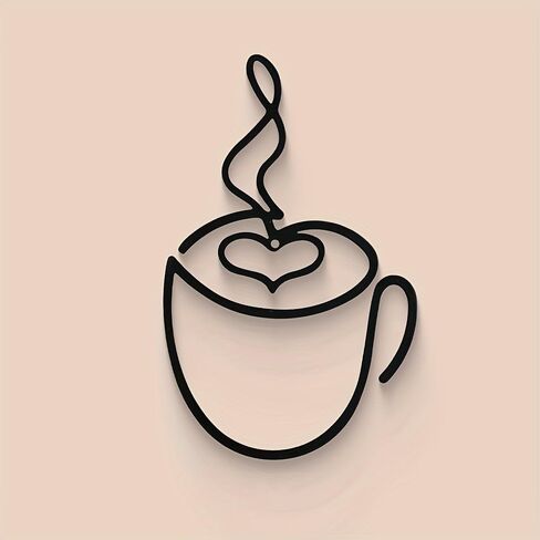 werdecade Coffee Cup Wall Art, Set of 3 Black Metal Wall Decor for Kitchen Cafe Office, Iron Artwork for Home Decor, Industrial Hanging Sculpture for Coffee Lovers (8x5.6 Inch) (black) in Saudi Arabia