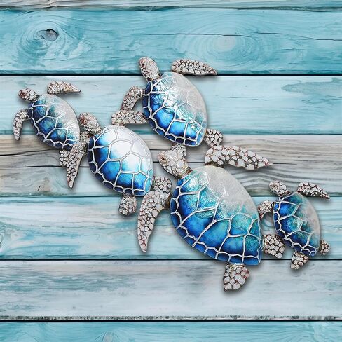 Ovveroche Wooden Sea Turtle Wall Decor, Farmhouse Ocean Turtle Wall Art Beach Theme, Vintage Coastal Ornaments, Wooden Hanging Sign for Living Room Lake House Bedroom Bathroom Garden Indoor Outdoor in Saudi Arabia