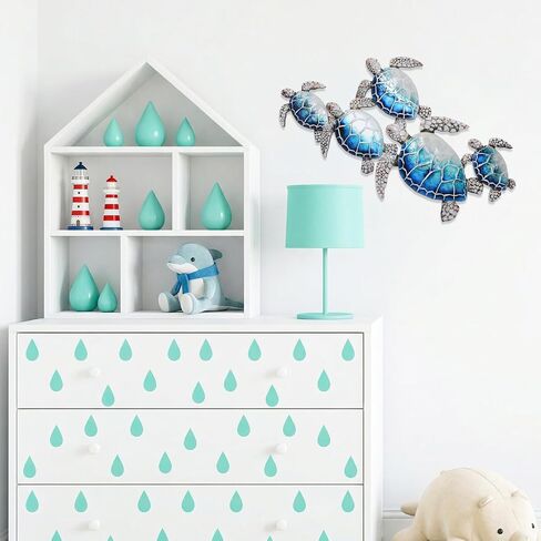 Ovveroche Wooden Sea Turtle Wall Decor, Farmhouse Ocean Turtle Wall Art Beach Theme, Vintage Coastal Ornaments, Wooden Hanging Sign for Living Room Lake House Bedroom Bathroom Garden Indoor Outdoor in Saudi Arabia