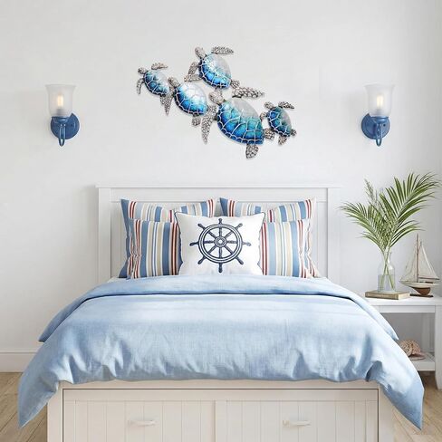 Ovveroche Wooden Sea Turtle Wall Decor, Farmhouse Ocean Turtle Wall Art Beach Theme, Vintage Coastal Ornaments, Wooden Hanging Sign for Living Room Lake House Bedroom Bathroom Garden Indoor Outdoor in Saudi Arabia