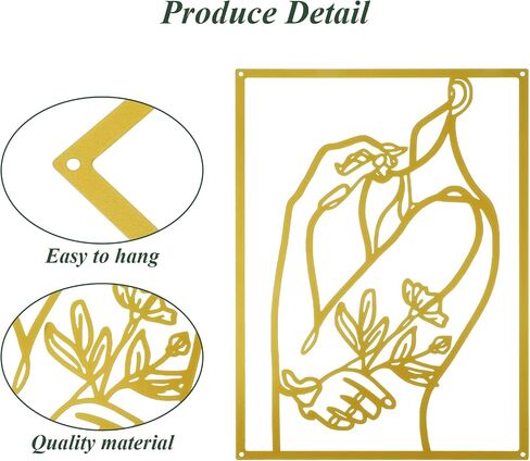 3 Pcs Gold Wall Decor, Above Bed Metal Abstract Wall Art Decor Minimalist | Woman Line Drawing Modern Line Art,Female Body Sculpture Gold Room Decors, Romantic for Kitchen Bathroom Living Room (Flower) in Saudi Arabia