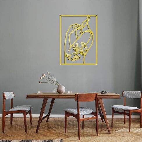 3 Pcs Gold Wall Decor, Above Bed Metal Abstract Wall Art Decor Minimalist | Woman Line Drawing Modern Line Art,Female Body Sculpture Gold Room Decors, Romantic for Kitchen Bathroom Living Room (Flower) in Saudi Arabia