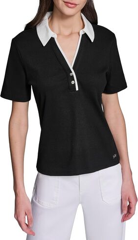 Karl Lagerfeld Women's Rosette Buttons Comfortable Lightweight Blouse in Kuwait