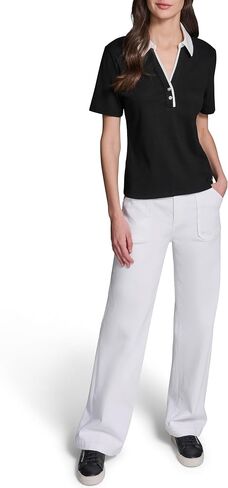 Karl Lagerfeld Women's Rosette Buttons Comfortable Lightweight Blouse in Kuwait