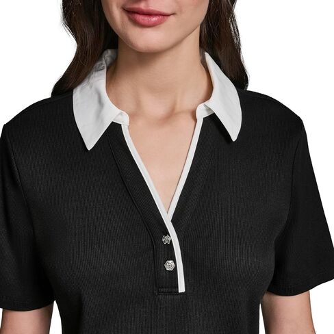 Karl Lagerfeld Women's Rosette Buttons Comfortable Lightweight Blouse in Kuwait