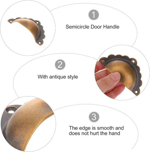 Cabinet PullsAntique Copper Pulls and Drawer Handles, Half-Round Shell Shape, Solid Brass Wardrobe Knobs for Furniture Doors and Closets, Vintage Style Hardware for Home Improvement in Kuwait