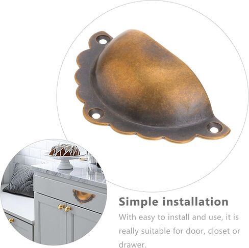 Cabinet PullsAntique Copper Pulls and Drawer Handles, Half-Round Shell Shape, Solid Brass Wardrobe Knobs for Furniture Doors and Closets, Vintage Style Hardware for Home Improvement in Kuwait
