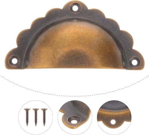 Cabinet PullsAntique Copper Pulls and Drawer Handles, Half-Round Shell Shape, Solid Brass Wardrobe Knobs for Furniture Doors and Closets, Vintage Style Hardware for Home Improvement in Kuwait