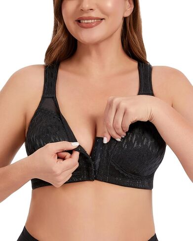 Women's Front Closure Posture Bra Wirefree Back Support Full Coverage Minimizer Plus Size Bra in Saudi Arabia