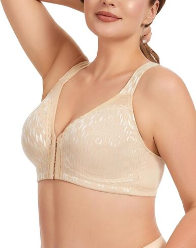Women's Front Closure Posture Bra Wirefree Back Support Full Coverage Minimizer Plus Size Bra in Saudi Arabia