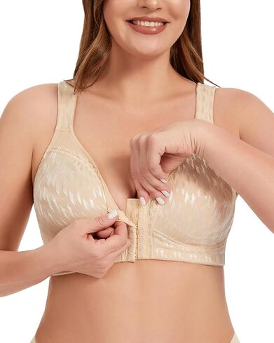 Women's Front Closure Posture Bra Wirefree Back Support Full Coverage Minimizer Plus Size Bra in Saudi Arabia