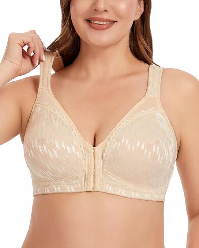 Women's Front Closure Posture Bra Wirefree Back Support Full Coverage Minimizer Plus Size Bra in Saudi Arabia