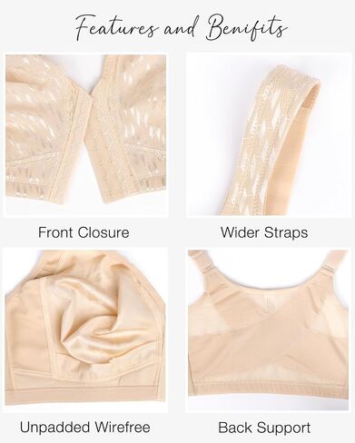 Women's Front Closure Posture Bra Wirefree Back Support Full Coverage Minimizer Plus Size Bra in Saudi Arabia