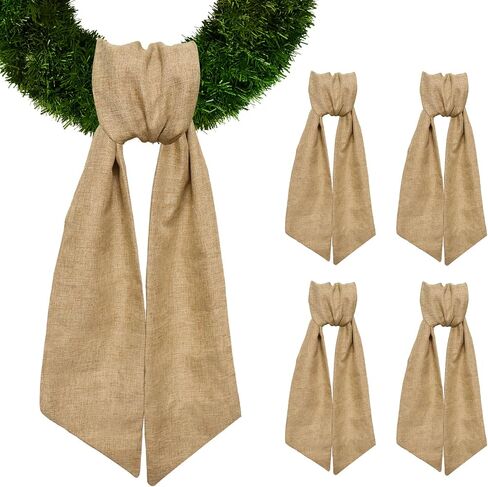 4 Pcs Christmas Wreath Sash for Front Door, Christmas Natural Cotton Sash Baby Shower Wreath Accessories for Home Thanksgiving Wedding Decorations in Saudi Arabia