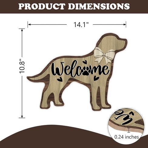 Dog Welcome Front Door Sign, Puppy Wood Plaque Hanger Outdoor Outside Porch Backyard Home Decor Pet Dog Owner Lover Gift, Farmhouse Bow Paw Print Hearts Wooden Wreath Wall Hanging Decoration in Kuwait