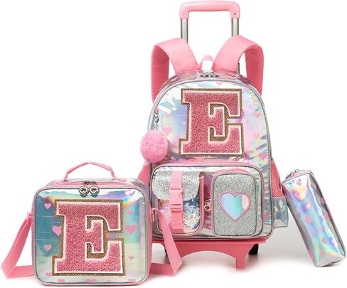 Meetbelify Rolling Backpack for Girls Backpack with Wheels for Elementary Student Kids School Bag with Lunch Box Pencil Case for Girls Ages 6-8 Years Old Pink A in Saudi Arabia