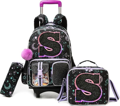 Meetbelify Rolling Backpack for Girls Backpack with Wheels for Elementary Student Kids School Bag with Lunch Box Pencil Case for Girls Ages 6-8 Years Old Pink A in Saudi Arabia