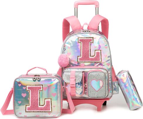 Meetbelify Rolling Backpack for Girls Backpack with Wheels for Elementary Student Kids School Bag with Lunch Box Pencil Case for Girls Ages 6-8 Years Old Pink A in Saudi Arabia