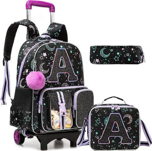 Meetbelify Rolling Backpack for Girls Backpack with Wheels for Elementary Student Kids School Bag with Lunch Box Pencil Case for Girls Ages 6-8 Years Old Pink A in Saudi Arabia
