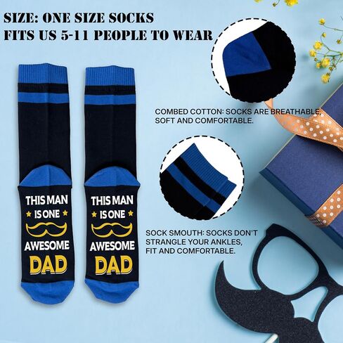 Funny Awesome Dad Gifts Socks For Men, Soft Novelty Socks For Best Dad Father Daddy Papa, Thank You Appreciation Gifts For Daddy Grandpa Birthday Father's Day Christmas, 07 in Saudi Arabia