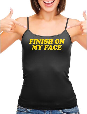 Knaughty Knickers Finish On My Face Cum On Me Cumslut Porn Star Facial Slut Black Camisole Tank Top Adult Flirty Fun in Kuwait