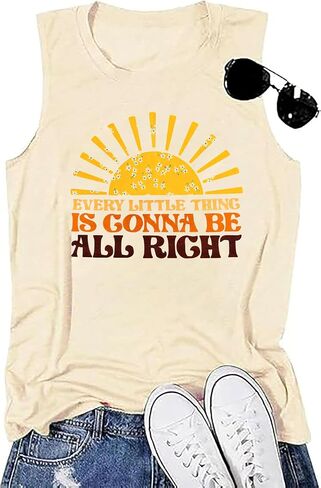 Every Little Thing is Gonna Be Alright Tank Top Women Country Music Sleeveless Shirt Summer Graphic Vest Tee in Saudi Arabia