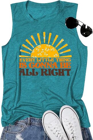 Every Little Thing is Gonna Be Alright Tank Top Women Country Music Sleeveless Shirt Summer Graphic Vest Tee in Saudi Arabia