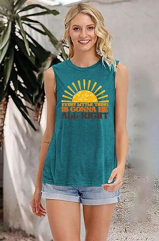 Every Little Thing is Gonna Be Alright Tank Top Women Country Music Sleeveless Shirt Summer Graphic Vest Tee in Saudi Arabia