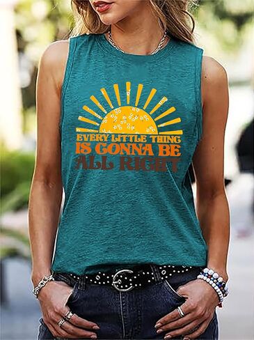 Every Little Thing is Gonna Be Alright Tank Top Women Country Music Sleeveless Shirt Summer Graphic Vest Tee in Saudi Arabia