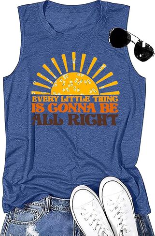 Every Little Thing is Gonna Be Alright Tank Top Women Country Music Sleeveless Shirt Summer Graphic Vest Tee in Saudi Arabia