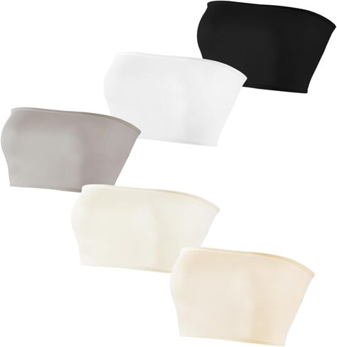 Women's 5 Pack Tube Tops Bandeau Casual Crop Top Going Out Strapless Basic Tank in Saudi Arabia