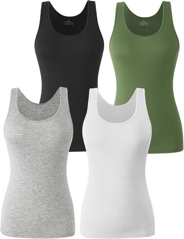 Kniffi 4 Pack of Tank Tops for Women Basic Sleeveless Under Shirts Tanks Soft Stretchy Tanktops Layering Top in Saudi Arabia