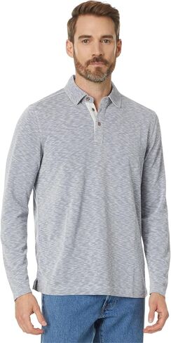 Johnston & Murphy Men's Vintage Slub Long-Sleeve Polo in Saudi Arabia