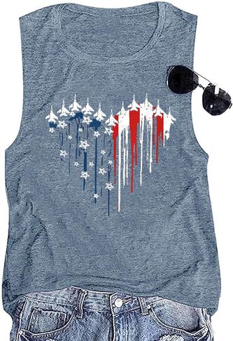 American Flag Tank Tops Women Funny 4th of July Patriotic Outfits Tops in Saudi Arabia