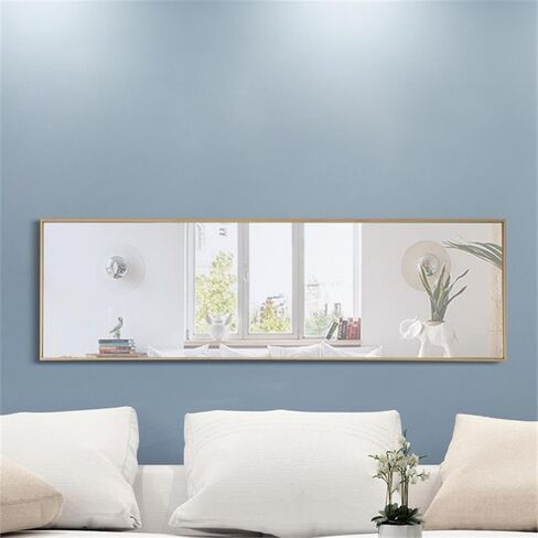 MAKLAINE Modern Rectangle Metal Frame Mirror, 60" x 18", Brass Finish, Vertical/Horizontal Mounting, Clear Beveled Glass, Contemporary Design for Living Room, Bedroom, Entryway, Bathroom, or Office in Saudi Arabia