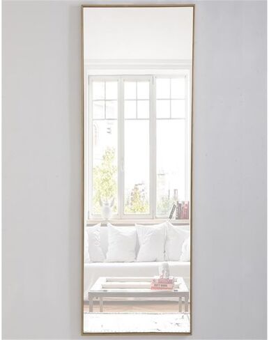 MAKLAINE Modern Rectangle Metal Frame Mirror, 60" x 18", Brass Finish, Vertical/Horizontal Mounting, Clear Beveled Glass, Contemporary Design for Living Room, Bedroom, Entryway, Bathroom, or Office in Saudi Arabia