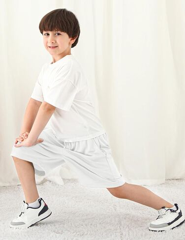 Boys Basketball Shorts Mesh Athletic Soccer Running Sports Shorts Quick Dry Fit Active Gym Shorts with Pockets for Teen Youth White 10-12 Years in Saudi Arabia