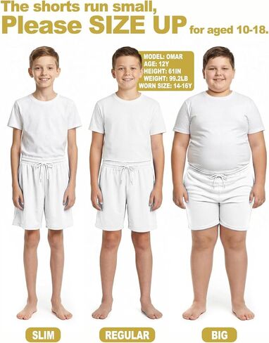 Boys Basketball Shorts Mesh Athletic Soccer Running Sports Shorts Quick Dry Fit Active Gym Shorts with Pockets for Teen Youth White 10-12 Years in Saudi Arabia